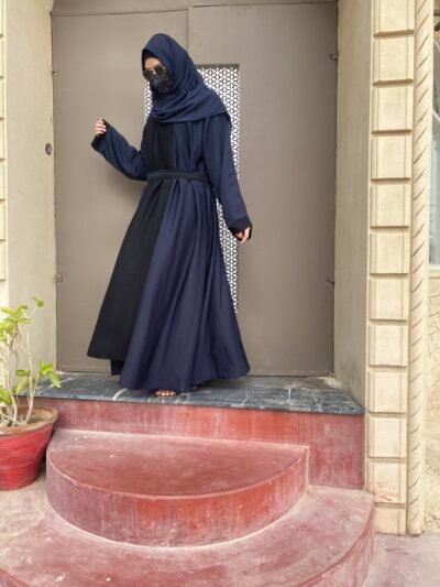 Navy Plain Nida-Double coat - Image 3