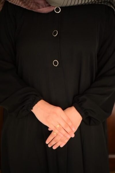 Basic Front open abaya- Black - Image 4