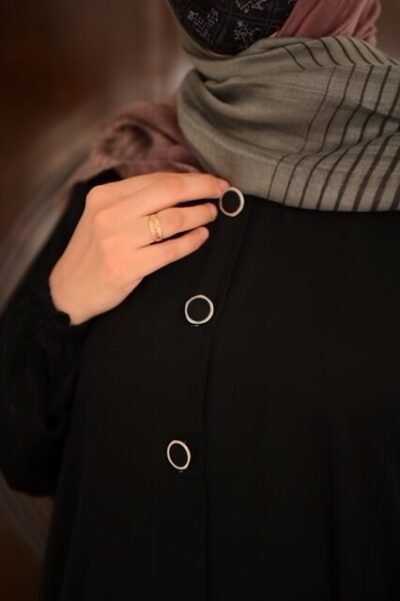 Basic Front open abaya- Black - Image 6