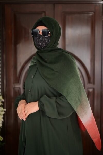 Basic Front open abaya- Dark Green