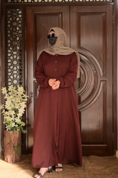 Basic Front open abaya- Maroon