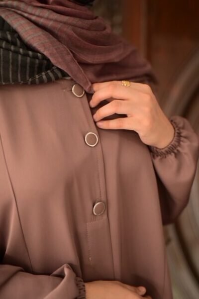 Basic Front open abaya- Muave - Image 3