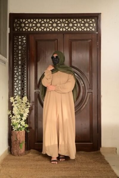 Basic Front open abaya- Gold - Image 2