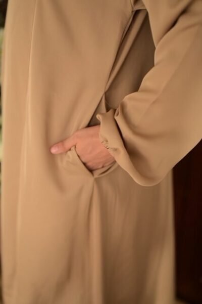 Basic Front open abaya- Gold - Image 7