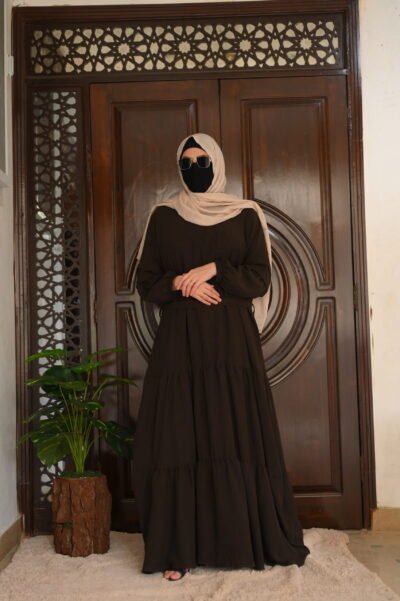 Crush abaya/dress- Brown - Image 3