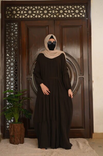 Crush abaya/dress- Brown - Image 2