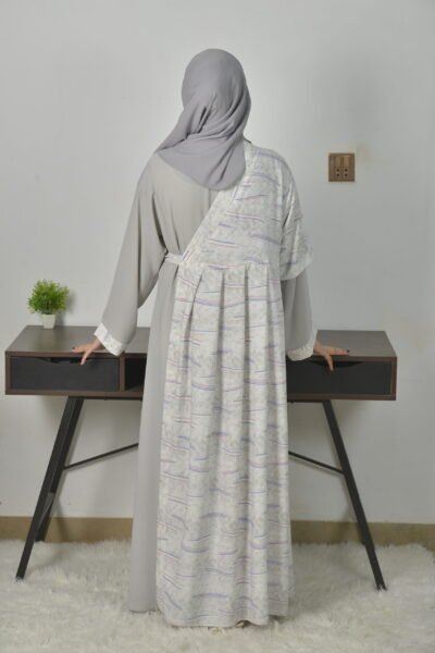 Grey lines printed- cross body style kimono - Image 7