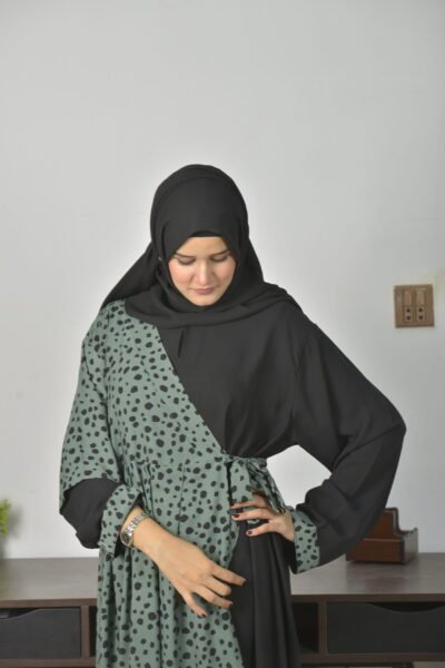 Green Black Dotted- cross body style kimono - Image 3