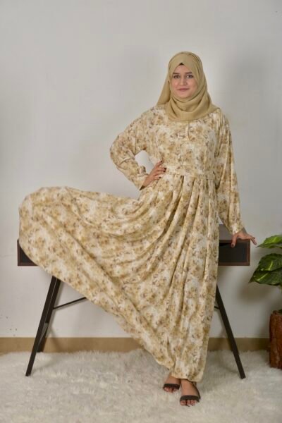 Beige printed - maxi/abaya - Image 4