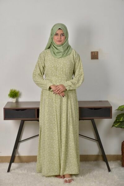 Sheen Green Printed- maxi/abaya - Image 2