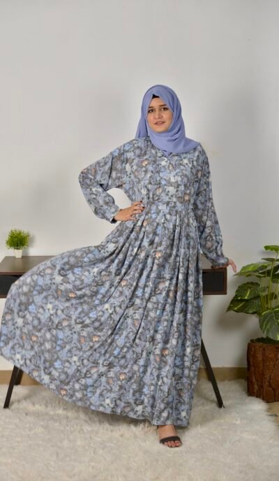 Yale Blue Printed- Maxi/abaya