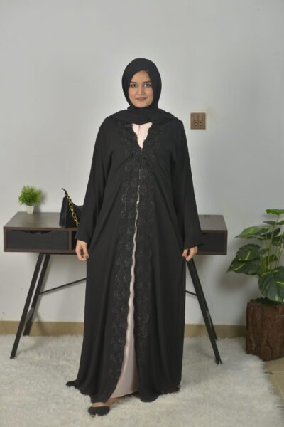 Lace Detailed Kimono & Inner abaya - Image 4