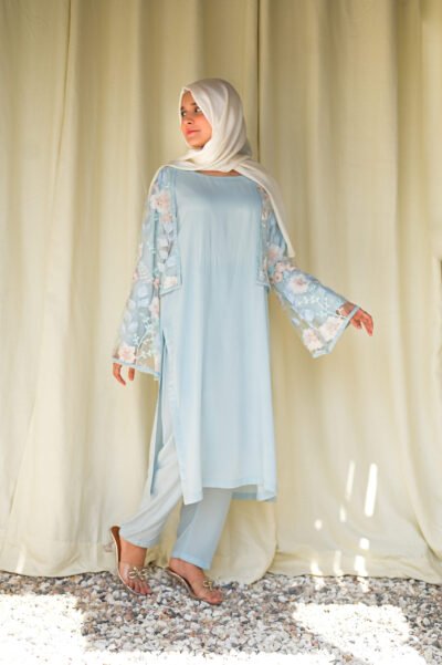 3 pc stitched - Casual wear (SkyBlue) - Image 2