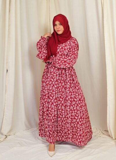 Maroon Floral- Maxi abaya/dress