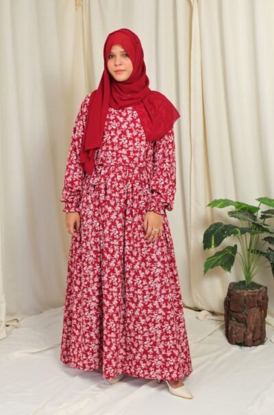 Maroon Floral- Maxi abaya/dress - Image 6