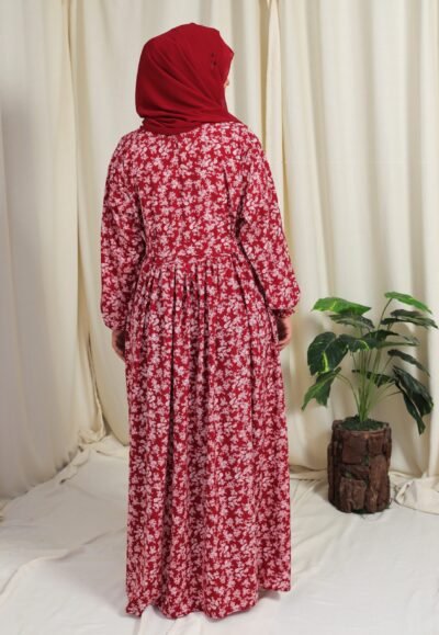 Maroon Floral- Maxi abaya/dress - Image 8