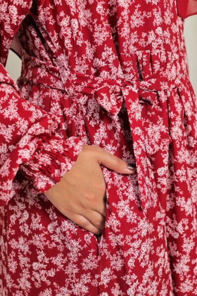 Maroon Floral- Maxi abaya/dress - Image 3