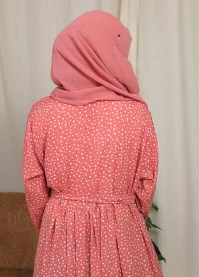 Peachy pink polka - Maxi abaya/dress - Image 6